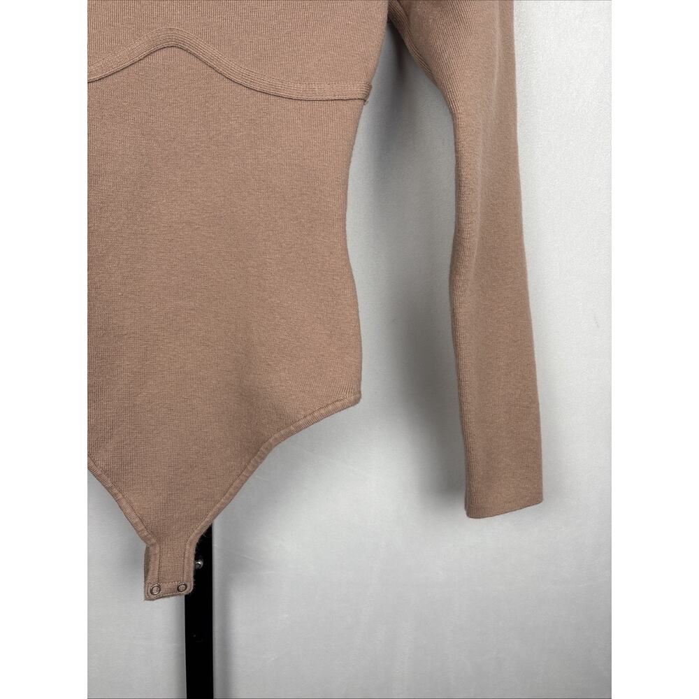 Abercrombie & Fitch Knit Bodysuit‎ Size Small Beige Sweetheart Neck Long Sleeve - Picture 4 of 11